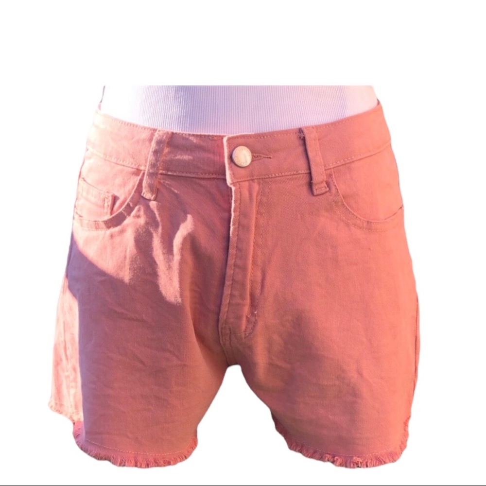 Listicle Women’s Shorts Medium Rose Raw Hem Stretch Summer Vacation Casual Beach
